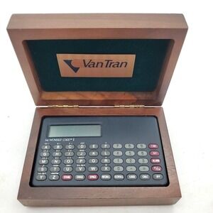 Rare VAN TRAN COMPANY WONDER CARD CALCULATOR VINTAGE AWARD  WALNUT BOX